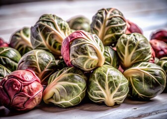 Obraz premium Surreal Brussels Sprouts: Vibrant Green Vegetable Still Life Photography