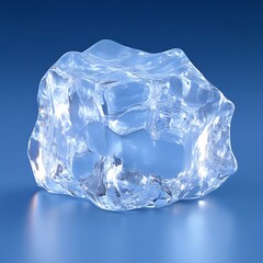 Ice Cube, Crystal, Blue Background, Studio Shot, Refreshment
