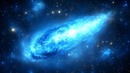 Obraz premium A glowing blue nebula and stars filling the vast space expanse