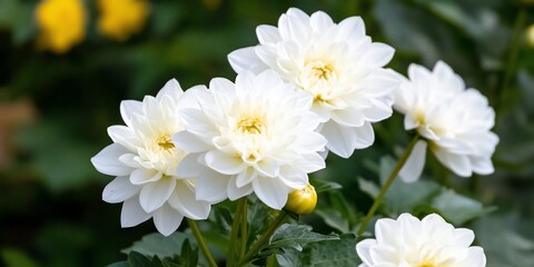 Obraz premium White dahlias bloom garden closeup