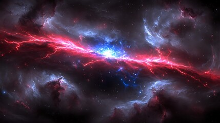 A vibrant nebula with brilliant light and cosmic energy present