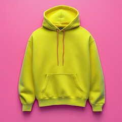 bright neon yellow hoodie blank mockup cotton