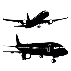 Aircraft or Airplane Silhouette Vector Illustration