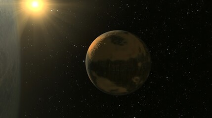 Fototapeta premium A celestial depiction showing a planet next to a bright star