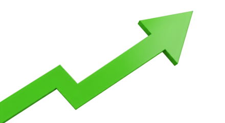 A Green Arrow Indicating Growth isolated on transparent png background