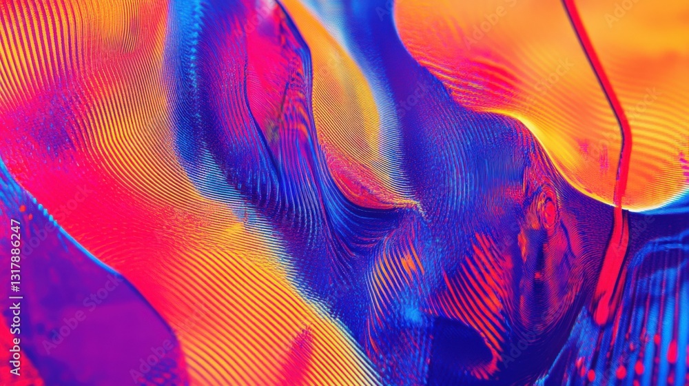 Poster vibrant abstract patterns showcasing fluid motion and color interplay in a dynamic composition