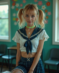 Playful Sailor Style Girl — Cute & Elegant Classroom Fashion