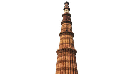 Qutub Minar Tower isolated on transparent png background

