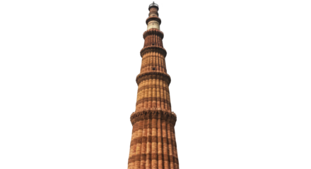 Qutub Minar Tower isolated on transparent png background


