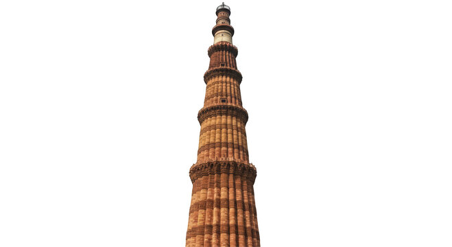 Qutub Minar Tower isolated on transparent png background

