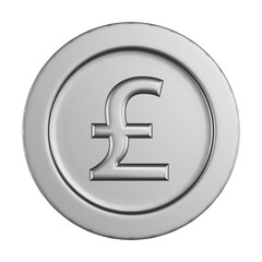 Obraz premium 銀色のポンドのコイン 3DCGイラスト