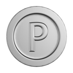 銀色のポイントのコイン 3DCGイラスト