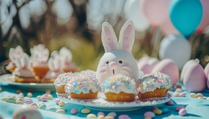 Family gathering enjoying easter delights at a scenic outdoor picnic celebration