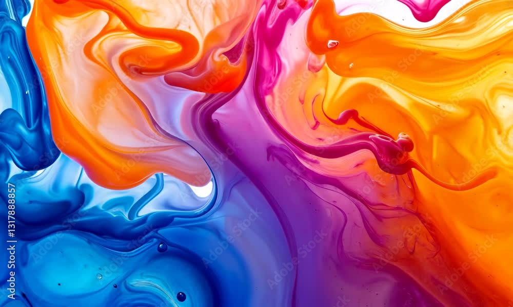 Poster vibrant fluid abstract art with swirling colors in a dynamic pattern