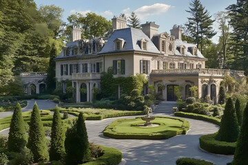 Obraz premium Classic Garden with Slate Trails for Timeless, Artistic Outdoor Aesthetic