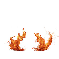 Two flames are shown on transparent background