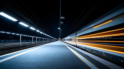 Abstract Perspective Of A Illuminated Tunnel With Motion Blur And Bright Lines