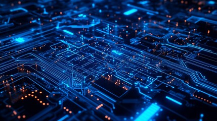 Abstract Futuristic Circuit Board Digital Technology Background  High-Tech Network Data Concept