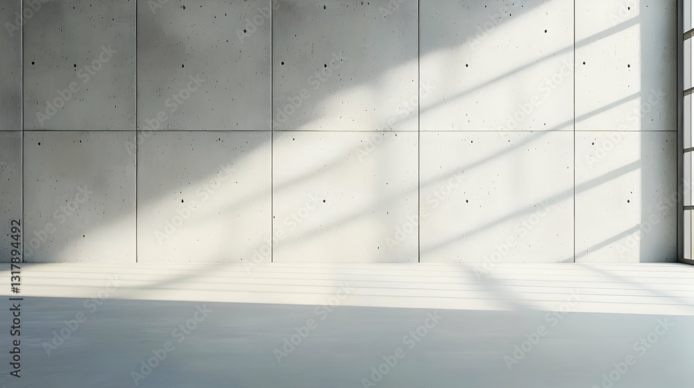 Poster modern interior minimalist concrete wall with window light shadow and angular pattern