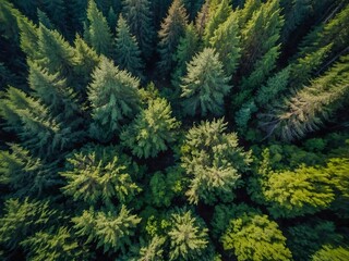 Fototapeta premium Aerial drone shot of a forest landscape.