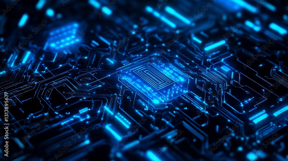 Aufkleber abstract glowing circuit board technology background futuristic digital data network