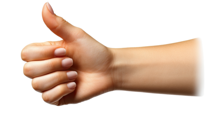 Hand Gesture of Approval: A detailed shot of a hand giving a thumbs-up gesture, emphasizing the universal sign of approval and agreement.