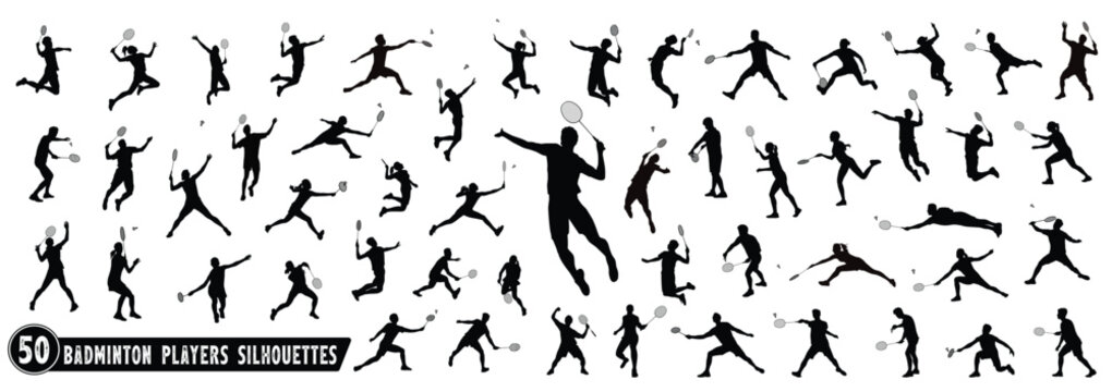 Male and female badminton player silhouettes