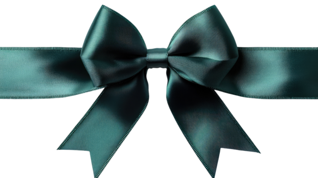 Emerald Silk Bow: A close-up captures the elegant form of a silk bow, its deep emerald hue suggesting luxury and refinement.