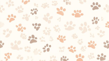 Pattern of Animal Paw Prints on a Light Background Captures a Playful and Whimsical Atmosphere in a Pet-Friendly Space