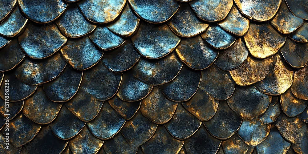 Poster intricate patterns of metallic scales create a stunning visual texture in a crafted design