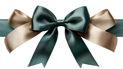 Elegant Bow: A sophisticated satin bow, in a mix of teal and beige shades, is perfectly arranged and adds a touch of class and festivity to any occasion.