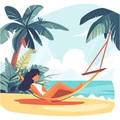 cartoon woman on the beach