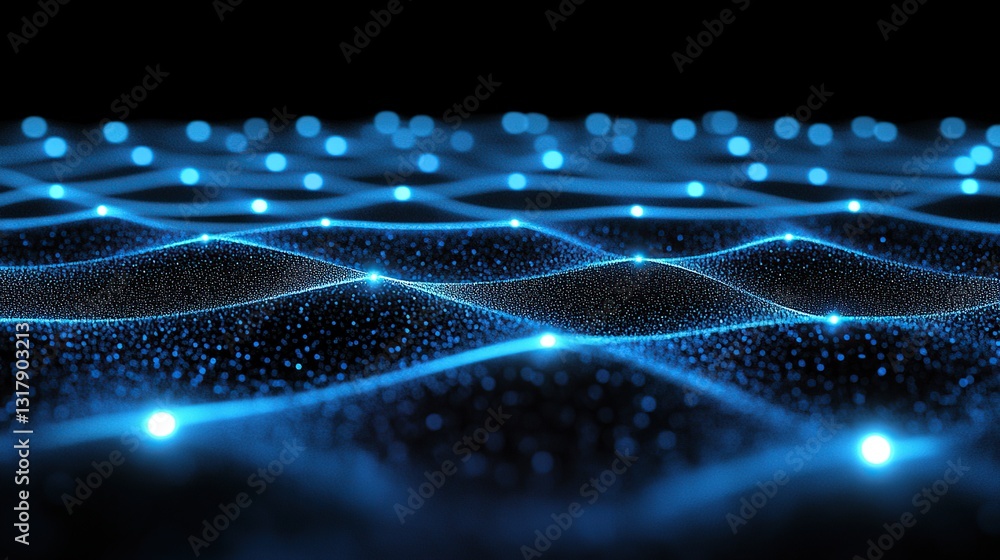 Aufkleber abstract digital wave pattern with glowing particles