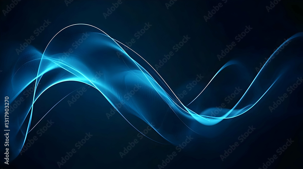 Aufkleber luminous blue wave abstract background with smooth flowing lines and soft glowing light effect on da