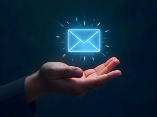 hand with email symbol