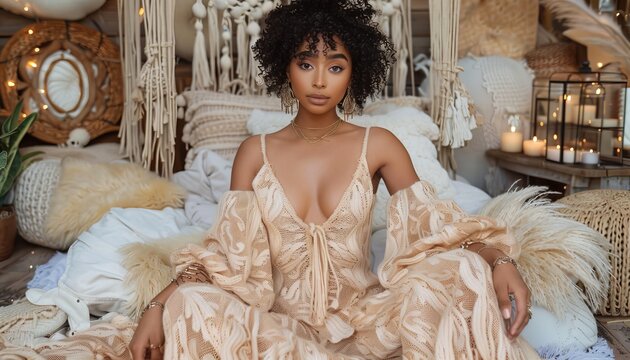 Entrepreneurial woman operating a home based online clothing boutique from her office