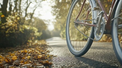 Spinning Bicycle Wheel on a Peaceful Country Road