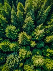 Fototapeta premium Aerial view of a lush green forest for Earth protection.