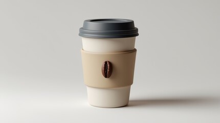 A disposable coffee cup with a sleeve and lid, perfect for beverages on the go
