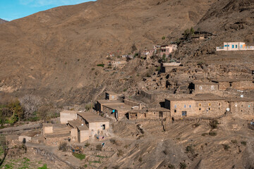 Traditional berber village in the Atlas mountains, Morocco.
