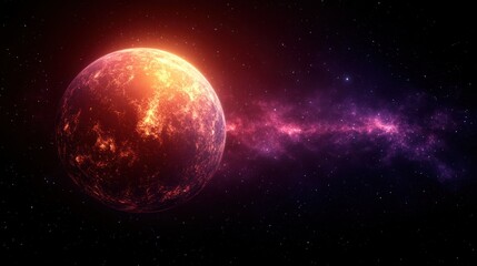 Fiery Planet in Cosmic Nebula