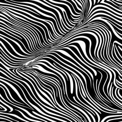 Abstract Black and White Wavy zebra stripes Line Pattern – Optical Illusion Background, Modern Art Design for Textiles, Wallpapers, Branding, Digital Graphics, and Contemporary Artistic Prints