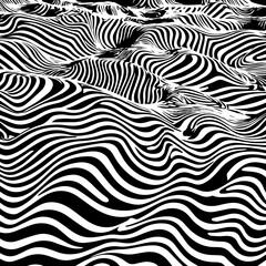Abstract Black and White Wavy zebra stripes Line Pattern – Optical Illusion Background, Modern Art Design for Textiles, Wallpapers, Branding, Digital Graphics, and Contemporary Artistic Prints