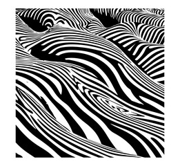 Abstract Black and White Wavy zebra stripes Line Pattern – Optical Illusion Background, Modern Art Design for Textiles, Wallpapers, Branding, Digital Graphics, and Contemporary Artistic Prints