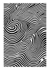 Abstract Black and White Wavy zebra stripes Line Pattern &ndash; Optical Illusion Background, Modern Art Design for Textiles, Wallpapers, Branding, Digital Graphics, and Contemporary Artistic Prints