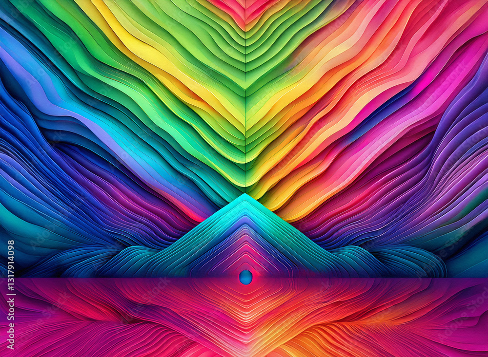 Poster vibrant rainbow wave background. abstract colorful design with dynamic flowing lines creates a visua