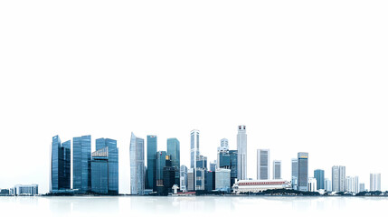 Fototapeta premium Modern Cityscape with High-Rise Buildings and Waterfront Reflection During Daytime