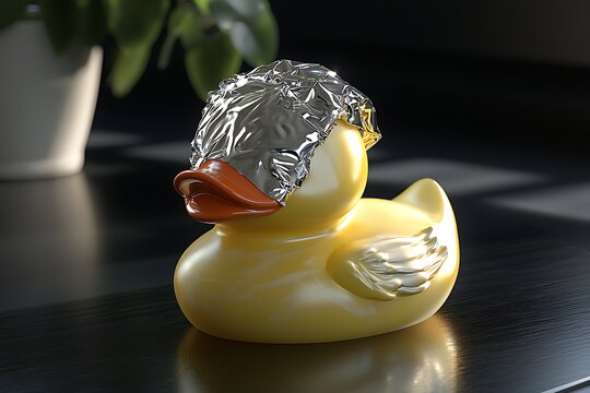 Foiled Rubber Duck for Desk, Sunlight.