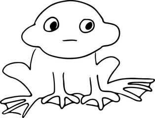contour funny sitting thoughtful frog looking away