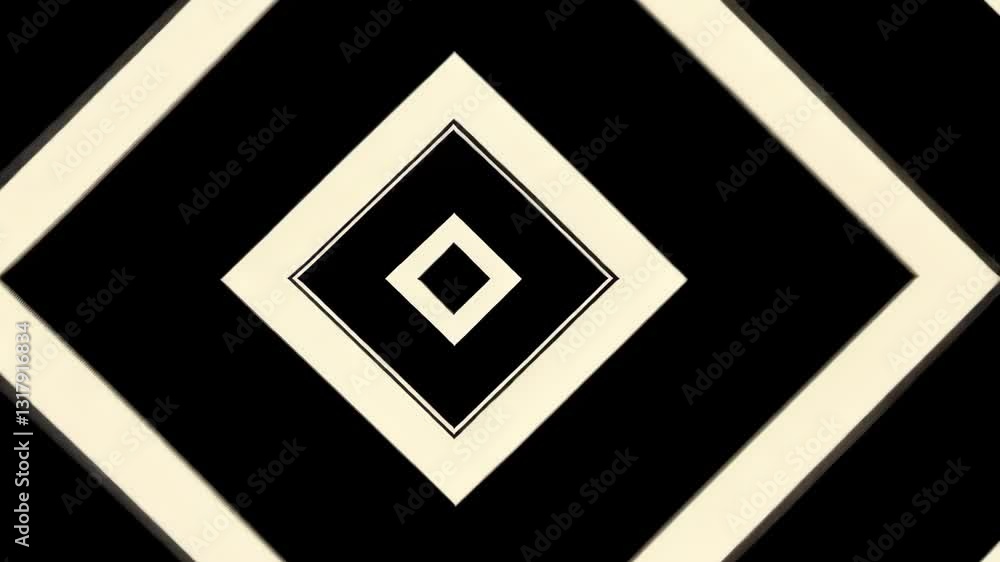 Poster Dynamic geometric pattern featuring interlocking diamonds in black and white tones, creating a striking visual effect